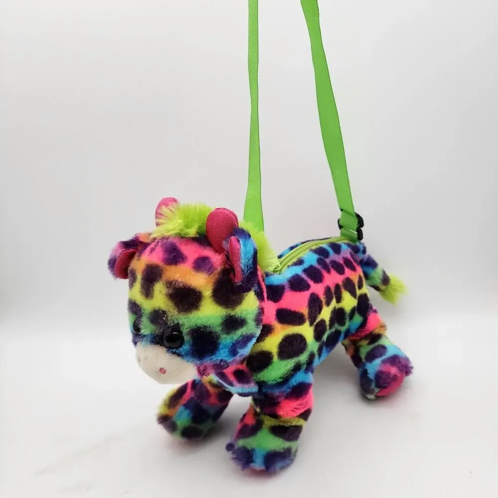 Hug Fun Colorful Leopard Purse Plush Stuffed Toy 9
